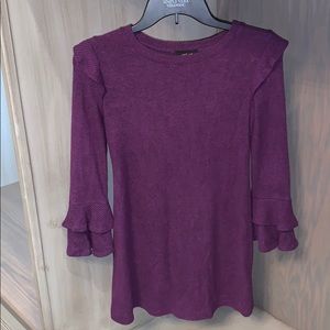 Girls purple fleece bell sleeve dress size M